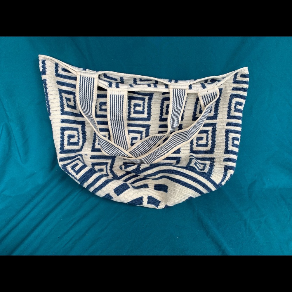 Handmade Blue & White Colombian Mochila Bag